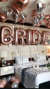 Μπαλόνια Φράση BRIDE Ροζ Χρυσο & Καρδίες Foil